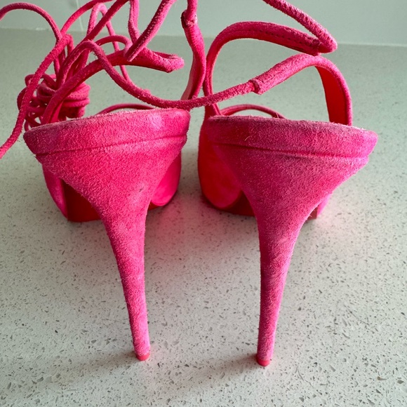 Christian Louboutin LACE UP NVP SUEDE PEEP-TOE PUMPS Pink EU 37.5 - Picture 4 of 7